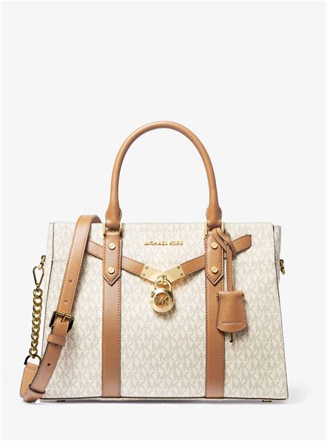 michael michael kors nouveau hamilton large logo messenger bag|michael kors hamilton studded tote.